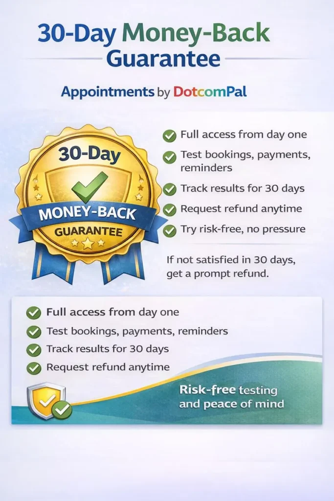 30-Day Money-Back Guarantee Appointments by DotcomPal