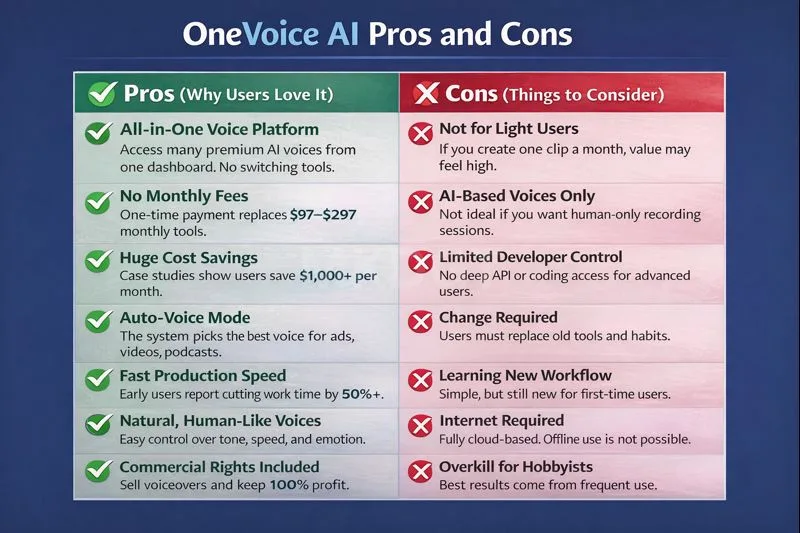 Pros And Cons OneVoice AI