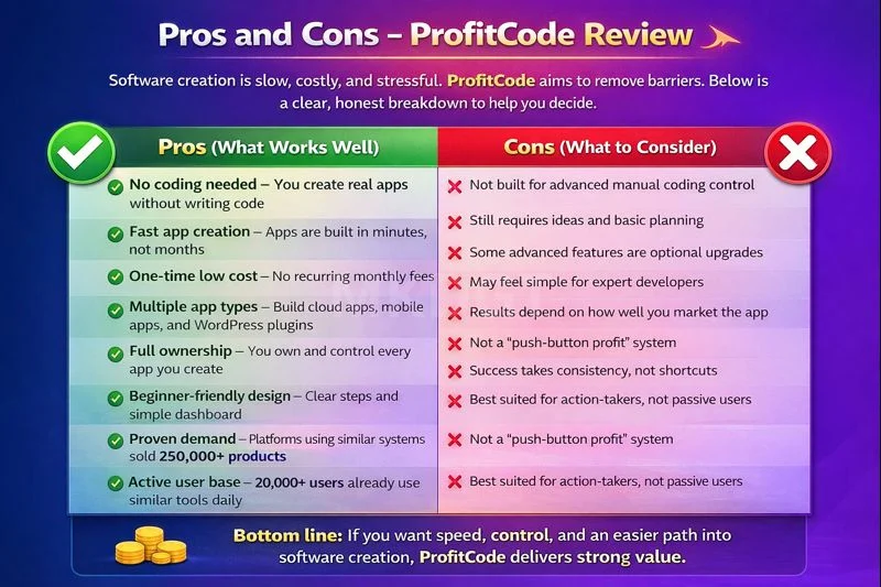 Pros And Cons ProfitCode