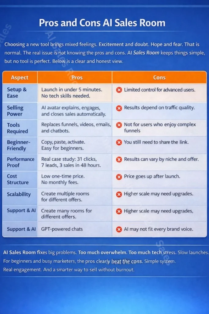 Pros and Cons AI Sales Room