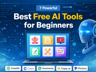 “7 Best Free AI Tools for Beginners including ChatGPT, Canva, Grammarly, Copy.ai, and Pictory for content creation and productivity.”