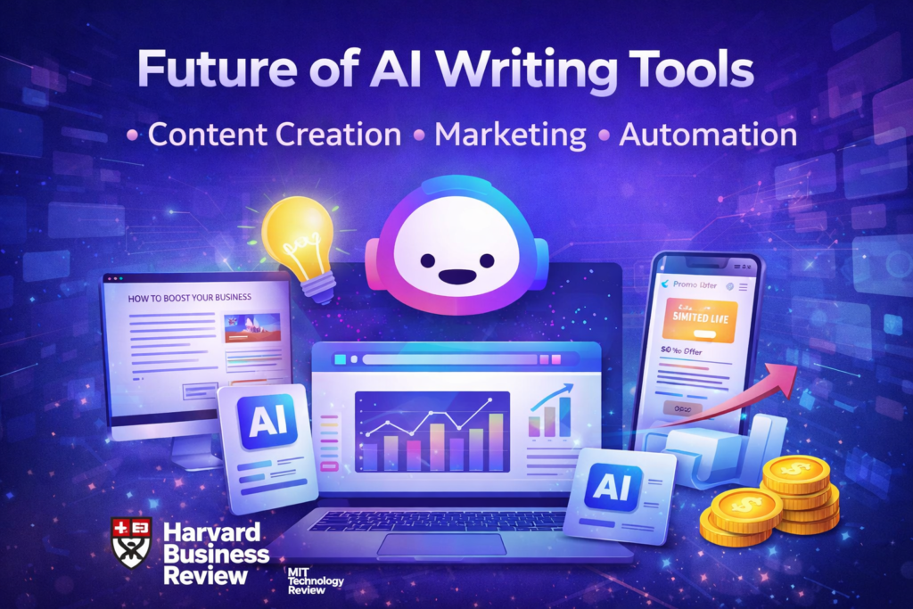 Jasper AI Review showing AI content creation, marketing automation, and online income growth using AI writing tools