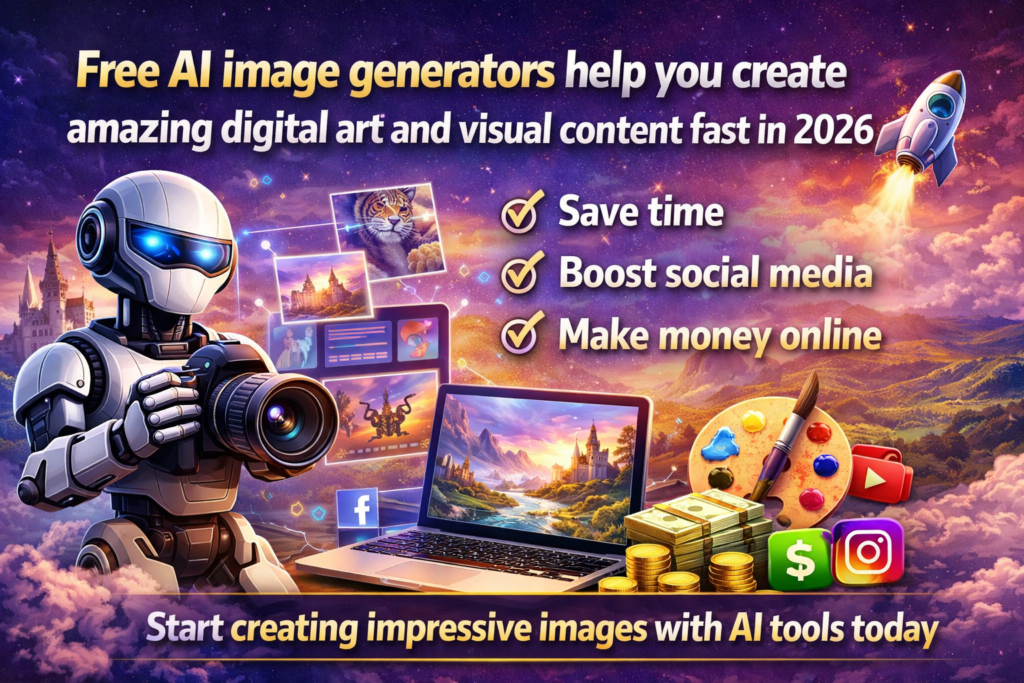 free AI image generators to create digital art and visual content while growing online income in 2026