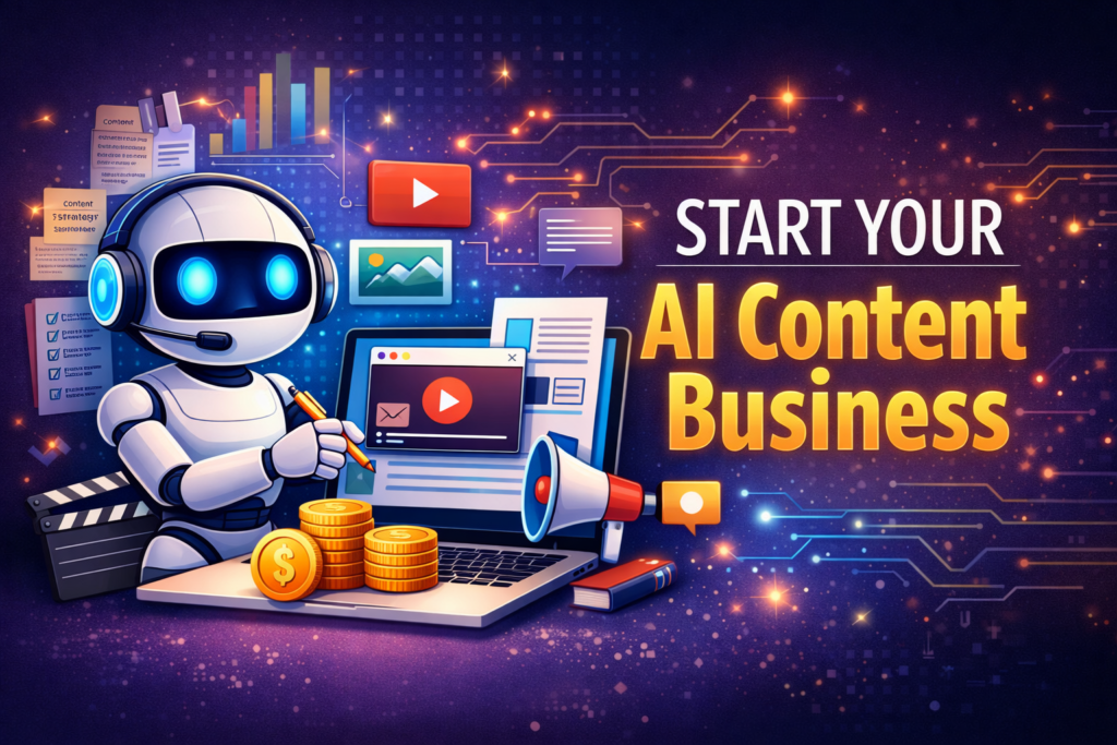 how to start an AI content business using AI tools for content creation and online income