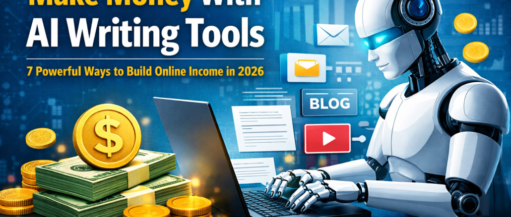 make money with AI writing tools using AI content creation and online income strategies in 2026